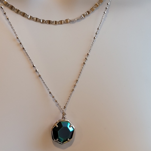 NWT KENDRA SCOTT MYSTIC DRUSY CYNTHIA NECKLACE IN SILVER SPARKLY BLUE PURPLE ETC - Picture 14 of 15